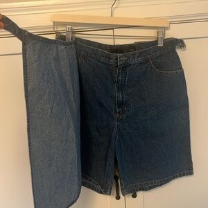 crazy horse denim shorts with skirt wrap